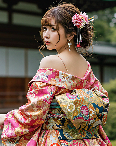 着物ドレス「SEIRA」の後ろ姿